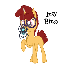 Size: 1372x1417 | Tagged: safe, artist:torusthescribe, oc, oc only, oc:itsy bitsy, pony, spider, star spider, unicorn, female, filly, glasses, offspring, parent:snails, parent:twist, parents:snailstwist, raised hoof, simple background, solo, transparent background