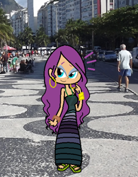 Size: 414x530 | Tagged: safe, artist:obeliskgirljohanny, derpibooru import, oc, oc only, oc:lavender bliss, human, brazil, brazilian fashion, humanized, jewelry, piercing, rio de janeiro, solo