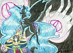 Size: 900x654 | Tagged: artist needed, safe, derpibooru import, nightmare moon, traditional art, wizemanthewicked