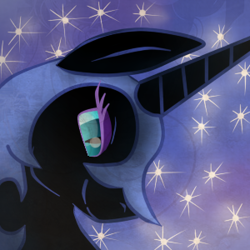 Size: 300x300 | Tagged: safe, artist:yuureiburu, nightmare moon, alicorn, pony, bust, looking at you, solo