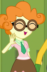 Size: 381x582 | Tagged: safe, screencap, microchips, scribble dee, equestria girls, friendship games, cute, glasses, lockers