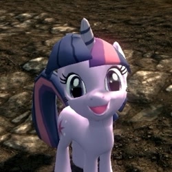 Size: 305x305 | Tagged: safe, twilight sparkle, 3d, :d, cute, happy, looking at you, lowres, skyrim, smiling, solo, the elder scrolls, twiabetes