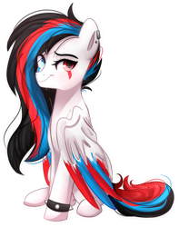 Size: 1024x1302 | Tagged: safe, artist:slasharu, oc, oc only, oc:huirou lazuli, pegasus, pony, female, heterochromia, mare, simple background, sitting, solo, transparent background