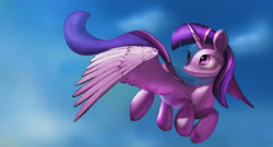 Size: 4680x2520 | Tagged: safe, artist:auroriia, twilight sparkle, twilight sparkle (alicorn), alicorn, pony, flying, solo