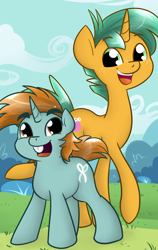 Size: 2924x4630 | Tagged: safe, artist:lilliesinthegarden, derpibooru import, snails, snips, pony, unicorn, collar, cutie mark, male, smiling