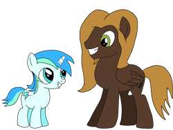 Size: 1600x1200 | Tagged: safe, artist:toyminator900, oc, oc only, oc:cyan lightning, oc:mellow rhythm, pegasus, pony, unicorn, duo, simple background, smiling, transparent background