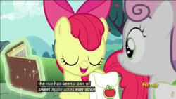 Size: 1281x720 | Tagged: safe, derpibooru import, screencap, apple bloom, sweetie belle, pony, the cart before the ponies, meme, youtube, youtube caption