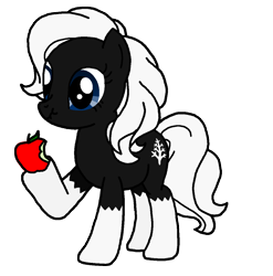 Size: 1138x1152 | Tagged: safe, artist:flyingbrickanimation, derpibooru import, oc, oc only, oc:snowy plains, earth pony, pony, apple, cutie mark, eating, food, solo