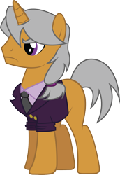 Size: 2171x3151 | Tagged: safe, artist:duskthebatpack, derpibooru import, oc, oc only, oc:brilliant topaz, pony, unicorn, clothes, eyebrows, male, simple background, solo, stallion, suit, transparent background, vector