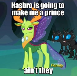 Size: 1094x1080 | Tagged: safe, derpibooru import, edit, edited screencap, screencap, thorax, changedling, changeling, to where and back again, caption, changeling king, cropped, frown, image macro, king thorax, lidded eyes, meme, open mouth, unamused, wide eyes