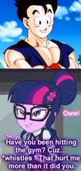 Size: 356x747 | Tagged: safe, sci-twi, twilight sparkle, equestria girls, crossover shipping, dende, dragon ball z, dragonball z abridged, gohan, male, shipping, straight, twihan