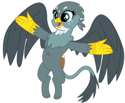 Size: 3888x3200 | Tagged: safe, artist:sketchmcreations, derpibooru import, gabby, griffon, the fault in our cutie marks, flying, happy, imma snuggle you, open mouth, simple background, spread wings, transparent background, vector