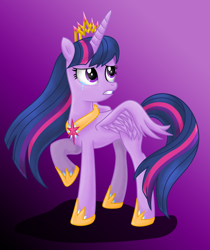 Size: 2432x2890 | Tagged: safe, artist:deannaphantom13, twilight sparkle, twilight sparkle (alicorn), alicorn, pony, crown, crying, female, immortality blues, jewelry, looking back, mare, regalia, solo