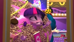 Size: 1920x1080 | Tagged: safe, screencap, juniper montage, twilight sparkle, equestria girls, candy, candy bar, cinema, doll, equestria girls minis, food, toy, wat