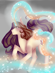 Size: 1024x1365 | Tagged: safe, artist:sarah-loves-christmas, oc, oc only, oc:golden pen, pony, unicorn, female, magic, mare, simple background, solo