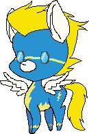 Size: 130x195 | Tagged: safe, artist:kimkahmakara, surprise, pony, chibi, clothes, pixel art, simple background, solo, transparent background, uniform, wonderbolts uniform