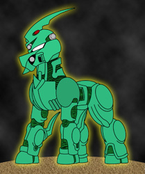 Size: 711x850 | Tagged: safe, artist:combatkaiser, derpibooru import, armor, bio-booster armor guyver, crossover, guyver, guyver zero, ponified