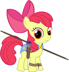 Size: 1072x1114 | Tagged: safe, artist:zacatron94, derpibooru import, apple bloom, adorabloom, archer, arrow, bow (weapon), bow and arrow, cute, feminism, solo, weapon