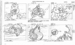 Size: 1008x612 | Tagged: safe, artist:wendell washer, applejack (g1), megan williams, sea pony, g1, rescue at midnight castle, black and white, bubble, grayscale, monochrome, storyboard