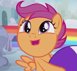 Size: 515x473 | Tagged: safe, screencap, scootaloo, pegasus, pony, parental glideance, cute, cutealoo, faic, female, filly, helmet, open mouth, smiling, solo, spread wings, weapons-grade cute, wings