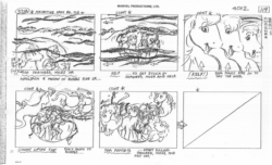 Size: 1008x612 | Tagged: safe, artist:wendell washer, applejack (g1), megan williams, sea pony, g1, rescue at midnight castle, black and white, grayscale, monochrome, storyboard