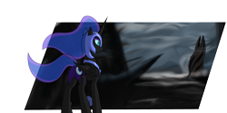 Size: 4000x2000 | Tagged: safe, artist:vinaramic, nightmare moon, alicorn, pony, crossover, dead space, female, mare, nightmare moonbutt, plot, solo