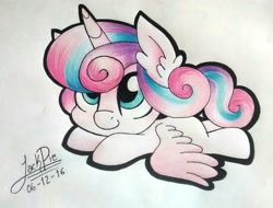 Size: 1913x1456 | Tagged: safe, artist:jack-pie, princess flurry heart, baby, cute, flurrybetes, signature, solo, traditional art