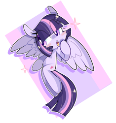 Size: 2264x2407 | Tagged: safe, artist:peachesandcreamated, twilight sparkle, twilight sparkle (alicorn), alicorn, pony, semi-anthro, abstract background, blushing, chibi, high res, solo