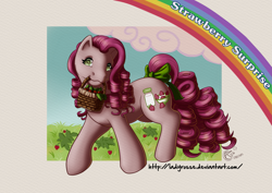 Size: 3507x2480 | Tagged: safe, artist:ladyrosse, g1, bow, solo, strawberry surprise, tail bow