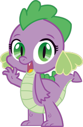 Size: 3866x5886 | Tagged: safe, artist:chiptunebrony, derpibooru import, edit, barb, spike, dragon, barbabetes, cute, dialogue, greeting, happy, hello, introduction, rule 63, rule63betes, simple background, smiling, solo, story, transparent background, vector, vector edit, waving