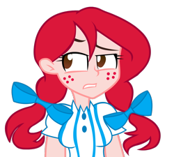 Size: 1024x921 | Tagged: safe, artist:wubcakeva, equestria girls, barely pony related, clothes, crossover, equestria girls-ified, pigtails, simple background, smug wendy's, solo, transparent background, wendy's