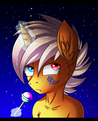 Size: 3000x3700 | Tagged: safe, artist:fkk, oc, oc only, oc:rikkistone, pony, unicorn, heterochromia, magic, male, night, solo, stallion, ych result