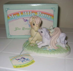 Size: 600x586 | Tagged: safe, derpibooru import, baby blossom, blossom, g1, box, figurine, irl, merchandise, photo, porcelain