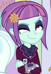 Size: 433x621 | Tagged: safe, screencap, sugarcoat, sunny flare, dance magic, equestria girls, spoiler:eqg specials, clothes, cropped, crystal prep academy uniform, faic, female, school uniform, solo focus