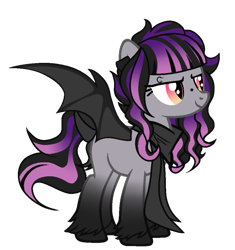 Size: 867x921 | Tagged: safe, alternate version, artist:lr-studios, artist:monster-drool, artist:rakuraikaze-chan, derpibooru import, oc, oc only, oc:boo, bat pony, pony, alternate hairstyle, base used, clothes, eyebrow piercing, piercing, scarf, solo