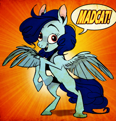 Size: 1091x1139 | Tagged: safe, artist:heebjeeb, derpibooru import, oc, oc only, pegasus, pony, digital art, rearing, solo, speech bubble