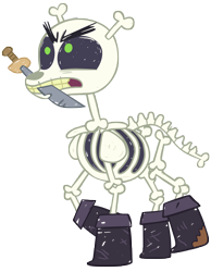 Size: 7000x9000 | Tagged: safe, artist:tardifice, derpibooru import, skeleton pony, dungeons and discords, absurd resolution, bone, dagger, mouth hold, simple background, skeleton, solo, transparent background, trine, vector, weapon