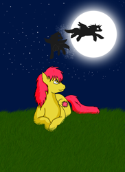 Size: 1700x2337 | Tagged: safe, artist:ayakemono, brightglow, dazzleglow, patch (g1), alicorn, pegasus, pony, g1, my little pony tales, grass, moon