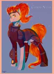 Size: 1209x1644 | Tagged: safe, artist:risterdus, chandra nalaar, goggles, magic the gathering, ponified, smirk, solo