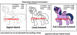 Size: 1600x720 | Tagged: safe, artist:peternators, twilight sparkle, twilight sparkle (alicorn), alicorn, pony, advertisement, april fools, commission info, monochrome, sketch, solo