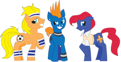 Size: 3160x1612 | Tagged: safe, artist:inspectornills, ace, lancer, teddy, g1, my little pony tales, clothes, g1 to g4, generation leap, headband, hoofband, simple background, transparent background