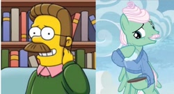 Size: 918x496 | Tagged: safe, derpibooru import, screencap, gentle breeze, flutter brutter, cloud, comparison, ned flanders, separated at birth, solo, the simpsons