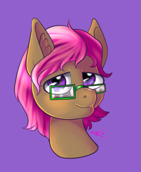 Size: 1833x2237 | Tagged: safe, artist:theneithervoid, derpibooru import, oc, oc only, oc:ashe, earth pony, pony, bust, glasses, portrait, solo