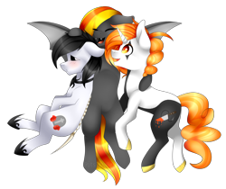 Size: 1024x859 | Tagged: safe, artist:itsizzybel, oc, oc only, oc:critical clown, bat pony, earth pony, pony, unicorn, female, male, mare, simple background, stallion, transparent background