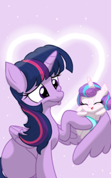 Size: 1200x1920 | Tagged: safe, artist:theroyalprincesses, princess flurry heart, twilight sparkle, twilight sparkle (alicorn), alicorn, pony, aunt and niece, auntie twilight, baby, baby pony, cute, diaper, duo, eyes closed, flurrybetes, laughing, missing cutie mark, open mouth, sitting, tickling, wing hands, wing hold