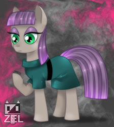 Size: 600x670 | Tagged: safe, artist:ponyprincessgirl100, boulder (pet), maud pie, clothes, solo