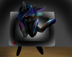 Size: 1024x819 | Tagged: safe, artist:menmadrawing, oc, oc only, pony, creepy, solo, television