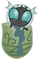 Size: 2000x3000 | Tagged: safe, artist:cheezedoodle96, derpibooru import, thorax, changeling, changeling larva, the times they are a changeling, .svg available, cute, cuteling, egg, fangs, grub, larva, looking at you, open mouth, simple background, smiling, solo, svg, thorabetes, transparent background, vector, younger
