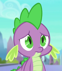 Size: 408x466 | Tagged: safe, derpibooru import, screencap, spike, dragon, the times they are a changeling, cute, floppy ears, solo