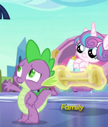 Size: 365x429 | Tagged: safe, derpibooru import, screencap, princess flurry heart, spike, dragon, the times they are a changeling, discovery family logo